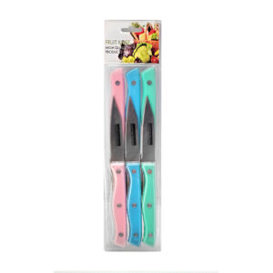 Paquete con 6 cuchillos de acero inoxidable con mango de plástico / fruit knife