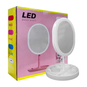 Espejo recargable ovalado con luz led y base de plástico / makeup mirror / hzj30