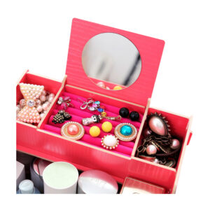 Organizador multifuncional de madera con 9 compartimentos tipo cajones con diseño estampado de flores / lu8506