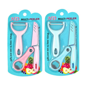 Kit 3 utensilios para cocina, cuchillo, pelador y destapador, variedad de colores / multi-peeler