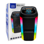 Bocina bluetooth vm top de 4 pulgadas con luces led rgb + ranura para micrófono, usb y micro sd / qs-3631