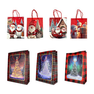 1pza Bolsa de regalo mediana con diseño navideño y diamantina 26x32x10cm, variedad de modelos / 17727