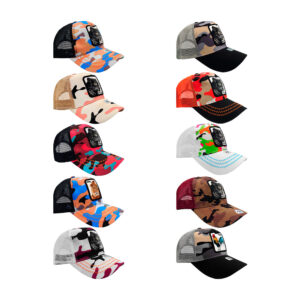 Gorra cachucha de visera semicurva con malla transpirable y estampado de camuflaje o tropical con animales, variedad de modelos / bonnie