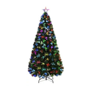 Pino árbol de navidad en color verde con fibra óptica de luces rgb + estrella transparente, 150cm / best wish for you / sd030