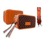 Bolsa para dama de piel sintética con 2 compartimentos + correa, logo de marca y diseño monograma de mk, variedad de colores / 5350#