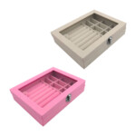 Joyero - alhajero de forma rectangular con 8 almohadillas y 9 compartimentos, 20x15x4.5cm, variedad de colores / hzh-705 / ln65-z31