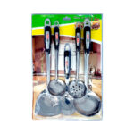 Blíster utensilios de acero inoxidable para la cocina con 4 cucharones y espátula / good life
