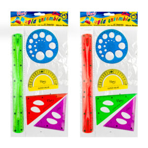 Juego de geometría flexible de 5 piezas con regla de 30cm, 2 escuadras y 2 transportadores / b8910 / st43726