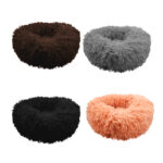Cama redonda afelpada tipo peluche de pelo largo con base antideslizante para mascota, 56cm, variedad de colores / lu7218