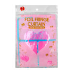 Cortina para fiesta con diseño a cuadros grandes con perforado de cruces y estampado de revelación de género / bo-026 / foil fringe curtain