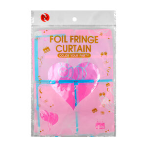Cortina para fiesta con diseño a cuadros grandes con perforado de cruces y estampado de revelación de género / bo-026 / foil fringe curtain