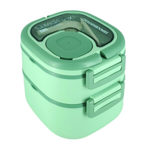 Tupper cuadrado lunch box de 2 niveles con mini recipiente y cubierto, variedad de colores / chaozhenmei / kl-386
