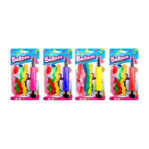 Set con 5 globos largos con efecto espiral y bomba de aire manual chica / balloon / tt544