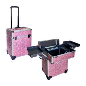Cosmetiquera tipo maleta con 4 ruedas, 3 niveles, 33x42cm y juego de 2 llaves, variedad de modelos / y009-2024