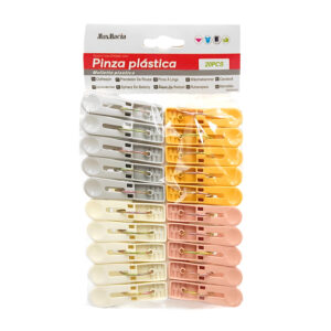 Paquete con 20pz de pinzas de plastico para ropa, variedad de colores / 13954