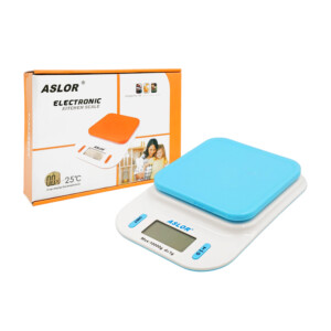 Báscula mediana de plástico bicolor para cocina, con pantalla led, indicador de peso y temperatura, variedad de colores / soporte 10kg / aslor electronic