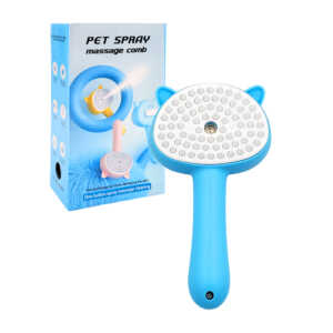 Cepillo humidificador para mascotas, de plástico liso, con cerdas gruesas para masaje y mecanismo quitapelos, variedad de colores / pet spray massage comb