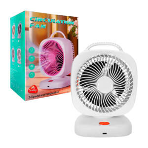 1pza Ventilador mediano de plástico, recargable, con base, asa agarradera y 5 velocidades, variedad colores/ xs01 / circulation fan