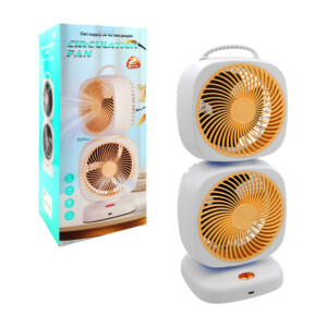 Ventilador doble de plástico, recargable, con asa agarradera, base cuadrada, 5 velocidades y entrada tipo c, variedad de colores / circulation fan / xs02