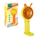 1pza Ventilador manual de plástico, con base, recargable y rejilla en forma de orejas kawaii, variedad de colores / on teck / 17539