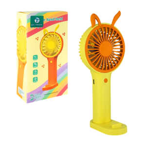 1pza Ventilador manual de plástico, con base, recargable y rejilla en forma de orejas kawaii, variedad de colores / on teck / 17539