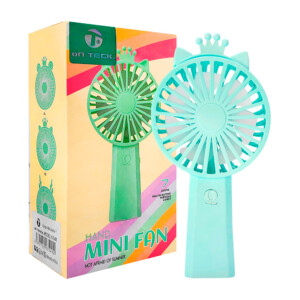 1pza Mini ventilador manual de plástico, recargable, con diseño de orejas y corona, variedad de colores / on tenck / hand mini fan