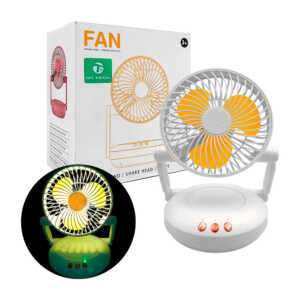 1pza Ventilador ajustable de plástico, mediano, con base rotativa, iluminación led y tres velocidades, variedad de colores / exquisite portable / on teck
