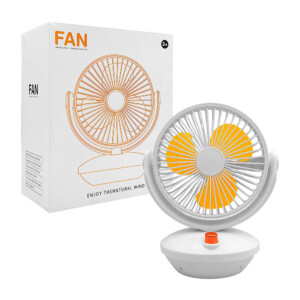 1pza Ventilador mediano de plástico, recargable, con base ovalada rotable y rueda controladora de potencia, variedad de colores / on teck / 17588