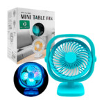 1pza Ventilador pequeño de plástico, recargable, con base circular, 2 velocidades y 2 modos de iluminación led, variedad de colores / mini table fan / on teck