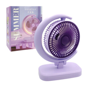 Ventilador con base de plástico ajustable, aro led de medialuna y 3 velocidades, variedad de colores / desktop fan / f10