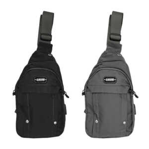 Mochila pequeña tipo mariconera con 4 compartimentos, ranura usb y cable, variedad de colores / i-run