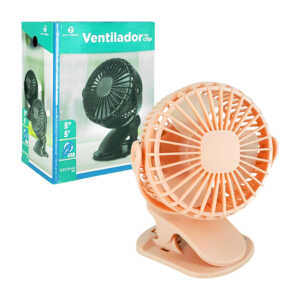 Ventilador chico de plástico con base / pinza, ajustable, funcionamiento a pilas, variedad de colores / on teck