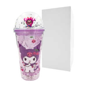 Vaso de acrílico con efecto de hielo, luces y tapa domo con figura animada + estampado de los amigos de hello kitty, variedad de modelos / sb-001
