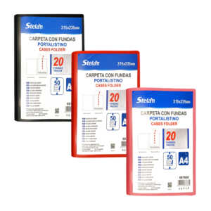 Carpeta con 20 fundas protectoras para las hojas, variedad de colores / carpeta con fundas / stelan / 687668