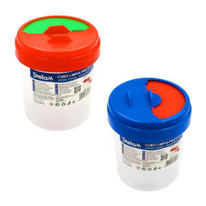 Recipiente de plástico limpia pinceles con tapa, variedad de colores / 689013 / cubo limpia pinceles