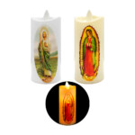 1pza Lámpara decorativa en forma de vela, con luz cálida y diseño de imágen religiosa, 11cm, variedad de modelos / f3173