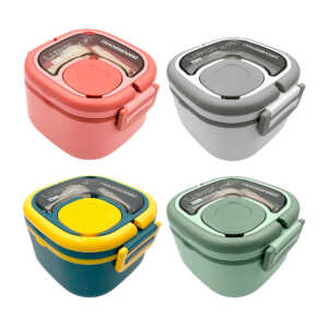 Tupper cuadrado lunch box con mini recipiente y cubierto, variedad de colores / chaozhenmei / kl-385