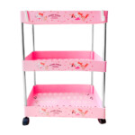 Mueble organizador de plástico con 3 niveles y ruedas, variedad de colores / lu7518 / flores con pétalos de corazón