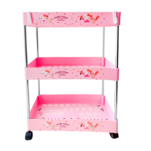Mueble organizador de plástico con 3 niveles y ruedas, variedad de colores / lu7518 / flores con pétalos de corazón