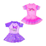 Traje de baño para niña con mangas, falda y short, variedad de tallas y modelos / lu9173