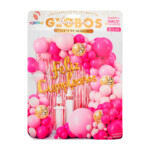 Kit decorativo de feliz cumpleaños con 64 globos de diversos tamaños, cortina, globo con frase de feliz cumpleaños, plantilla de pegatinas para globo y tira de cadena transparente / yongli / ql-l008