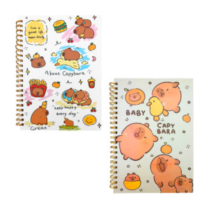 Cuaderno libreta de pasta dura con doble espiral y estampado de capibara, variedad de diseños / bc-68