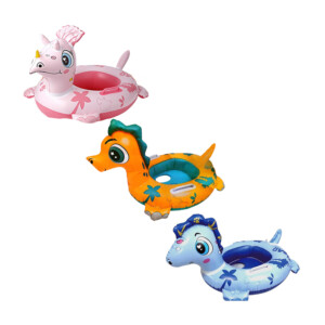 1pza Salvavidas inflable con agarraderas y forma de dinosaurio animado, variedad de colores y diseños / 70cm / baby boat / sainteve