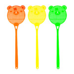 1pza Matamoscas de plástico con forma de osito y mango colgante, variedad de colores / 47cms / e1413