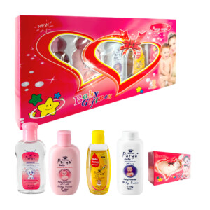 Kit de baño para el bebé con aceite, loción, talco, shampoo y jabón / parya royal / baby gift box / fr8159-6