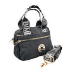 Bolsa rectangular para dama con 5 compartimentos, diseño liso con placa dorada de marca y correa, variedad de colores / fy-0217