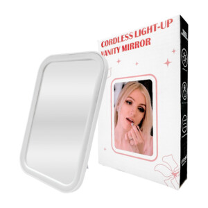 Espejo chico touch con luz led recargable, 12x18cm, variedad de colores / cordless light-up vanity mirror / hzj27