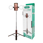 Selfie stick - tripie bluetooth buytiti plegable retráctil con control remoto + 2 mini aros de luz con espejo / jc-15