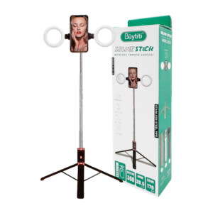 Selfie stick - tripie bluetooth buytiti plegable retráctil con control remoto + 2 mini aros de luz con espejo / jc-15