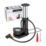 Bomba pequeña manual portátil con medidor de presión y válvulas intercambiables / mini foot pump / inflator / jjyp558